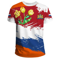 Netherlands T Shirt Netherlands Flag Brush RLT7 - Wonder Print Shop