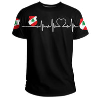 Lebanon T Shirt Heartbeat Womens/Mens RLT6 - Wonder Print Shop