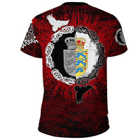 Viking T Shirt Denmark Raven of Odin and Symbol Viking on Blood Background RLT13 - Wonder Print Shop