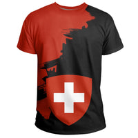 Switzerland Coat Of Arms Unique T Shirt Scratch Style V.1 RLT13 - Wonder Print Shop