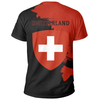 Switzerland Coat Of Arms Unique T Shirt Scratch Style V.1 RLT13 - Wonder Print Shop