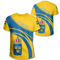 Sweden Coat Of Arms T Shirt Cricket Style RLT7 - Wonder Print Shop