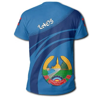 Laos Coat Of Arms T Shirt Cricket Style RLT8 - Wonder Print Shop