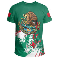 Mexico T Shirt Coat Of Arms Spaint Stylew RLT13 - Wonder Print Shop