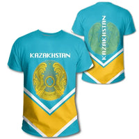 Kazakhstan Coat Of Arms T Shirt Lucian Style RLT8 - Wonder Print Shop