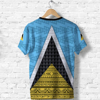Saint Lucia Flag T Shirt Triangle Cerulean Blue RLT6 - Wonder Print Shop