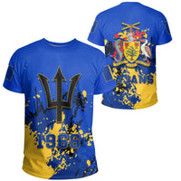 Barbados T Shirt Coat Of Arms Spaint Style J8W RLT13 - Wonder Print Shop