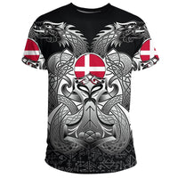 Viking T Shirt Denmark Mjolnir and Double Dragon RLT13 - Wonder Print Shop