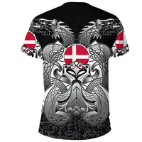 Viking T Shirt Denmark Mjolnir and Double Dragon RLT13 - Wonder Print Shop