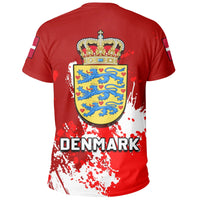 Denmark Coat Of Arms T Shirt Spaint Style RLT13 - Wonder Print Shop