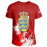 Denmark Coat Of Arms T Shirt Spaint Style RLT13 - Wonder Print Shop