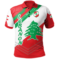 Lebanon Personalised Polo - Shirt - Lebanon Flag Polygon Style24 RLT6 - Wonder Print Shop