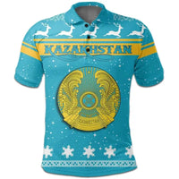 Christmas Kazakhstan Polo Shirt Coat Of Arms RLT8 - Wonder Print Shop
