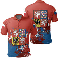 Czech Republic Coat Ofrms Polo Shirt Spaint Style RLT13 - Wonder Print Shop