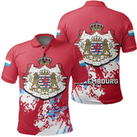 Luxembourg Polo Shirt Coat Of Arms Spaint Style RLT6 - Wonder Print Shop