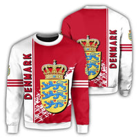 Denmark Coat Of Arms Sweatshirt Quarter Style RLT13 - Wonder Print Shop