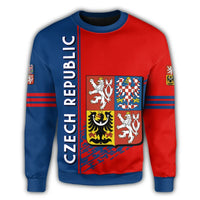 Czech Republic Coat Ofrms Sweatshirt Quarter Style RLT13 - Wonder Print Shop