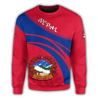 Nepal Coat Of Arms Sweatshirt Cricket Style RLT7 - Wonder Print Shop