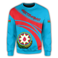 Azerbaijan Coat Of Arms Sweatshirt Cricket Style RLT8 - Wonder Print Shop