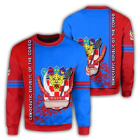 Democratic Republic Of The Congo Coat Of Arms Sweatshirt Quarter Style RLT13 - Wonder Print Shop
