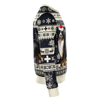 Switzerland Christmas Sweatshirt Bernese Mountain Dog Unique Navy RLT13 - Wonder Print Shop