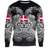 Viking Sweatshirts - Denmark Mjolnir and Double Dragon RLT13 - Wonder Print Shop
