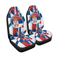 Car Seat Cover - Serbia Flag Color With Coat Of Arm RLT7 - Wonder Print Shop