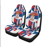 Car Seat Cover - Serbia Flag Color With Coat Of Arm RLT7 - Wonder Print Shop