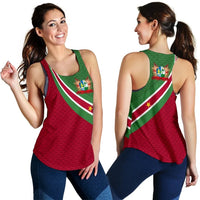 Suriname Women's Racerback Tank Suriname Coat Of Arms and Flag Color RLT7 - Wonder Print Shop