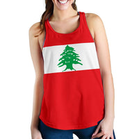Lebanon Women's Racerback Tank Original Flag RLT6 - Wonder Print Shop