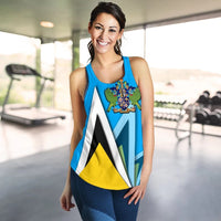 Saint Lucia Women's Racerback Tank, Flag With Coat Of Arms RLT6 - Wonder Print Shop
