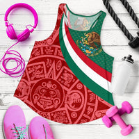 Mexico Women's Racerback Tank, Mexico Coat Of Arms With Aztec Patterns RLT13 - Wonder Print Shop