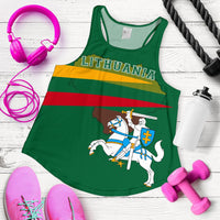Lithuania Flag Women's Racerback Tank, Map Version RLT6 - Wonder Print Shop