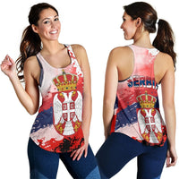 Serbia Women's Racerback Tank Serbia National Flag and Emblem RLT7 - Wonder Print Shop