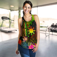 The Philippines Polynesian Personalised Women's Racerback Tank, Hibiscus and Banana Leaves RLT6 - Wonder Print Shop