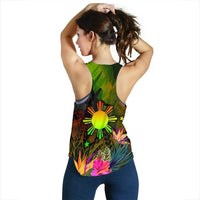 The Philippines Polynesian Women's Racerback Tank, Hibiscus and Banana Leaves RLT6 - Wonder Print Shop