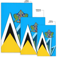 Saint Lucia Area Rug Flag With Coat Of Arms RLT6 - Wonder Print Shop