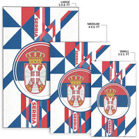 Area Rug - Serbia Flag Color With Coat Of Arm RLT7 - Wonder Print Shop