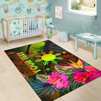 The Philippines Polynesian Personalised Area Rug Hibiscus and Banana Leaves RLT6 - Wonder Print Shop