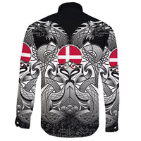 Viking Long Sleeve Button Shirt Denmark Mjolnir and Double Dragon RLT13 - Wonder Print Shop