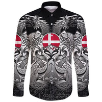 Viking Long Sleeve Button Shirt Denmark Mjolnir and Double Dragon RLT13 - Wonder Print Shop