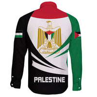 Palestine Long Sleeve Button Shirt Coat Of Arms BinCjou RLT13 - Wonder Print Shop
