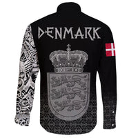 Viking Long Sleeve Button Shirt Denmark Coat Of Arms RLT13 - Wonder Print Shop