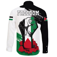 Palestine Freedom Long Sleeve Button Shirt Flag and Map RLT13 - Wonder Print Shop