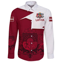 Latvia Long Sleeve Button Shirt - HOME RLT6 - Wonder Print Shop