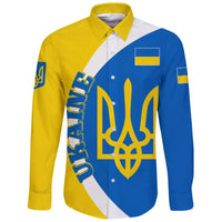 Ukraine Long Sleeve Button Shirt Half Cirlce RLT7 - Wonder Print Shop