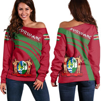 Suriname Coat Of Arms Shoulder Sweater Cricket RLT7 - Wonder Print Shop