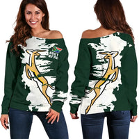 South Africa Springboks Womens Off Shoulder Sweater, Painting Style RLT8 - Wonder Print Shop