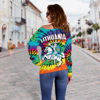 Lithuania Off Shoulder Sweater Tie Dye RLT6 - Wonder Print Shop