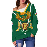South Africa Womens Off Shoulder Sweater Coat Of Arms RLT8 - Wonder Print Shop